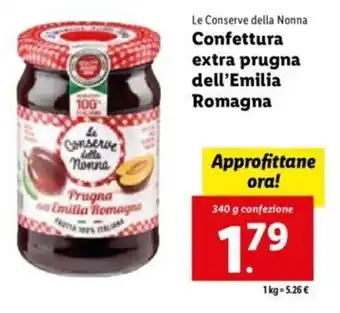 Lidl Le Conserve della Nonna Confettura extra prugna dell'Emilia Romagna 340 g offerta