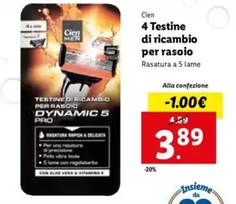 Lidl Cien 4 Testine di ricambio per rasoio offerta