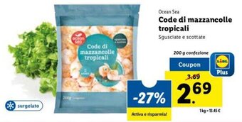 Lidl Ocean Sea Code di mazzancolle tropicali 200 g offerta
