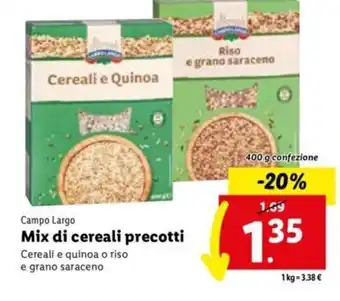 Lidl Campo Largo Mix di cereali precotti 400 g offerta
