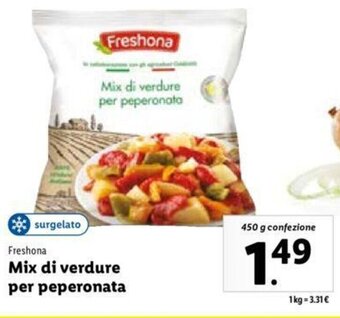 Lidl Freshona Mix di verdure per peperonata 450 g offerta