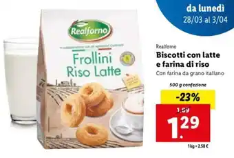 Lidl Realforno Biscotti con latte e farina di riso 500 g offerta