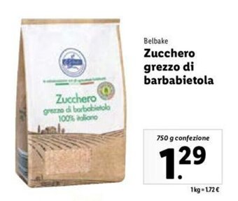 Lidl Belbake Zucchero grezzo di barbabietola 750 g offerta