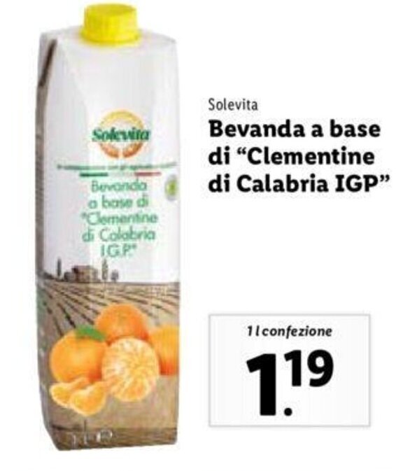 Solevita Bevanda a base di "Clementine di Calabria IGP" 1 L offerta di Lidl