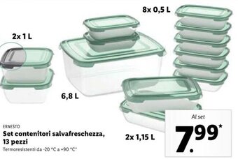 Lidl Ernesto Set contenitori salvafreschezza, 13 pezzi offerta