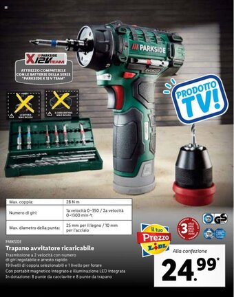 Lidl Parkside Trapano avvitatore ricaricabile offerta