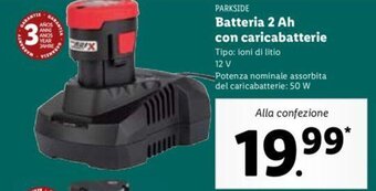 Lidl Parkside Batteria 2 Ah con caricabatterie offerta