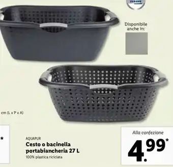 Lidl Aquapur Cesto o bacinella portabiancheria 27 L offerta