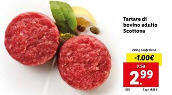 Lidl Tartare di bovino adulto Scottona 200 g offerta