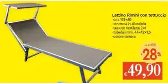 Famila Lettino rimini Con Tettuccio 193x60cm offerta