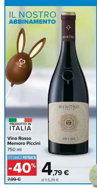 Carrefour Iper Vini rosso memoro piccini offerta