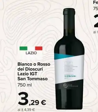 Bianco o rosso dei dioscuri lazion igt  san tommaso