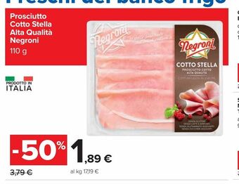 Carrefour Iper Prosciutto cotto stella alta qualita negroni offerta