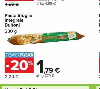 Carrefour Iper Pasta sfoglia integrale buitoni offerta