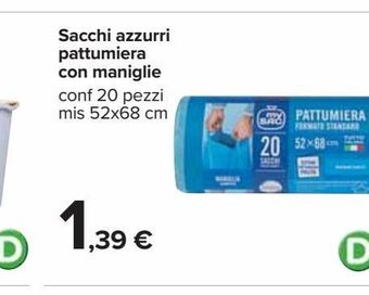 Sacchi azzurri pattumiera con maniglie