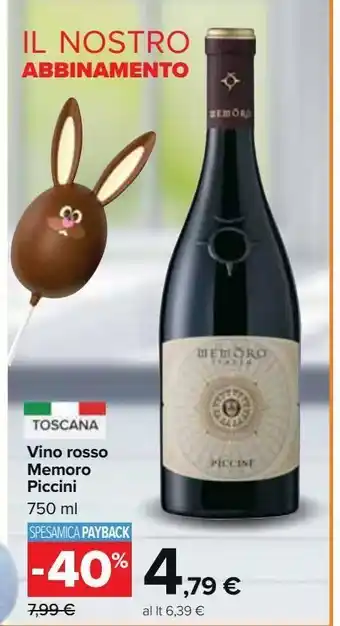 Carrefour Market Vino rosso memoro piccini offerta