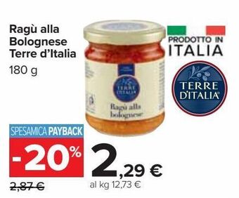Carrefour Market Ragù alla bolognese terre d'italia offerta