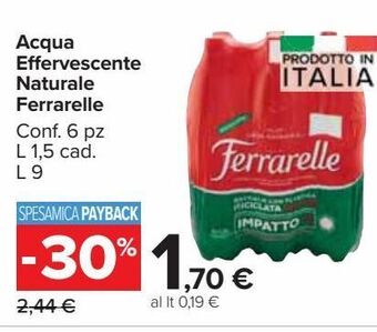 Carrefour Market Acqua effervescente naturale ferrarelle offerta