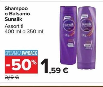 Carrefour Market Shampoo o balsamo sunsilk offerta