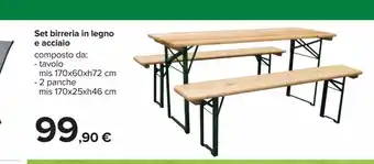 Set birreria in legna e acciaio