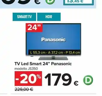 Carrefour Iper Tv led smart 24'' panasonic offerta