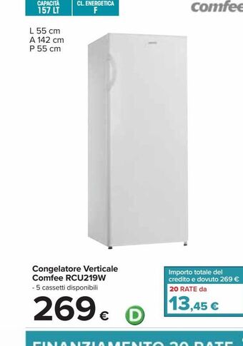 Congelatore verticale comfee rcu219w