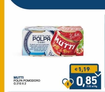 SeBón Supermercati Polpa di pomodoro mutti g 210 x2 offerta