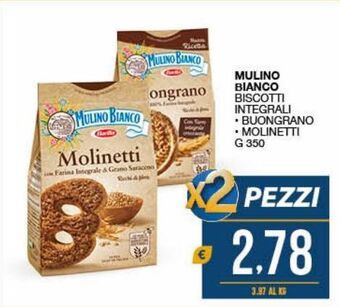 SeBón Supermercati Biscotti integrali mulino bianco buongrano, molinetti g 350 offerta