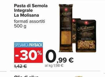 Carrefour Iper Pasta di semola integrale la molisana offerta