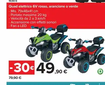 Quad elettrico 6 v rosso arncione e verde