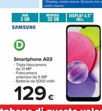 Carrefour Iper Smartphone a03 samsung offerta