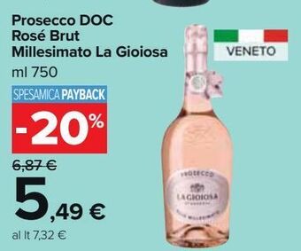 Carrefour Market Prosecco doc rosé brut  millesimato la gioiosa offerta