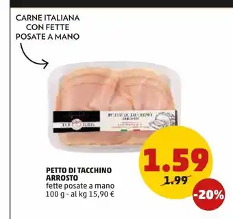 PENNY Petto di tacchino arrosto fette posate a mano 100g offerta