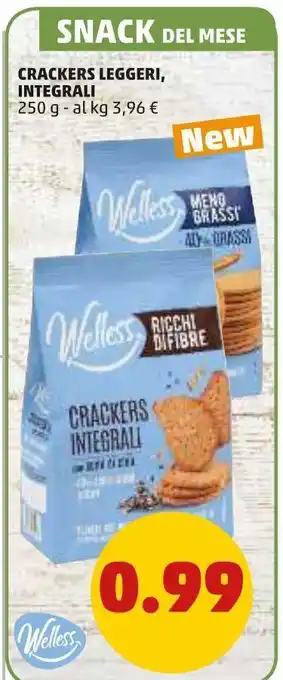 PENNY Crackers leggeri integrali welless 250g offerta
