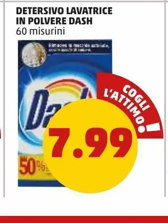 PENNY Detersivo lavatrice in polvere dash 60 misurino offerta