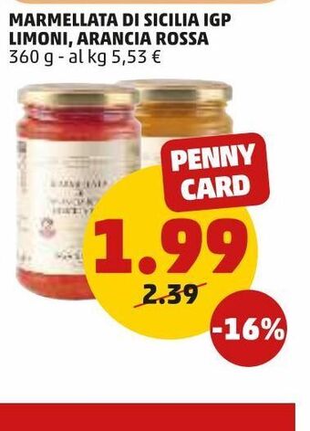 PENNY Marmellata di sicilia igp limoni, arancia rossa 360 g offerta