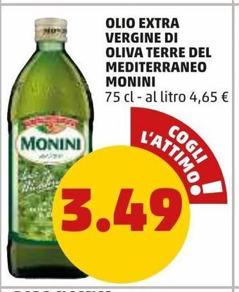 PENNY Olio extra vergine di oliva terre del mediterraneo monini 75 cl offerta