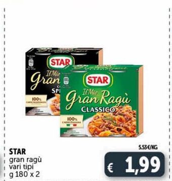 Deco Supermercati Star gran ragu vari tipi g 180 x 2 offerta