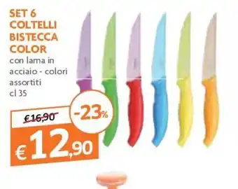Famila Set 6 Coltelli Bistecca Color 35cl offerta