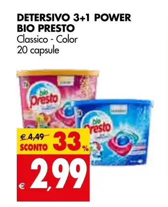 Tigros Bio Presto Detersivo 3+1 Power 20 capsule offerta