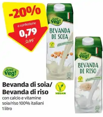 ALDI Just Veg! Bevanda di soia/Bevanda di riso 1 litro offerta