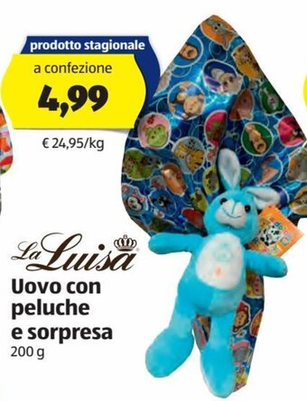 ALDI La Luisa Uovo con peluche e sorpresa 200 g offerta