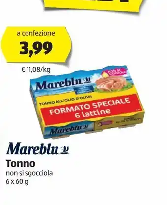 ALDI Tonno non si sgocciola mareblu 6 x 60g offerta