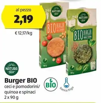 ALDI Burger bio ceci e pomodorini / quinoa e spinaci 2x90 g natura felice offerta