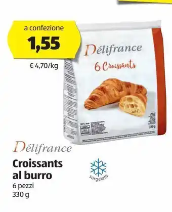 ALDI Delifrance croissant al burro 6 pezzi 330 g offerta