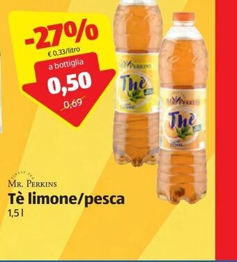 ALDI Mr. perkins tè limone/pesca 1.5 l offerta