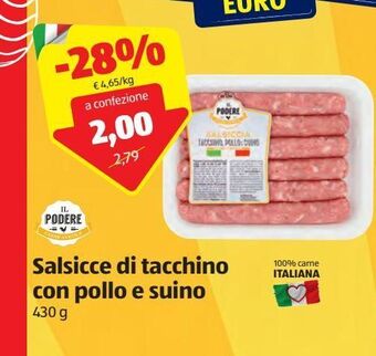ALDI Salsiccia di tacchino con pollo e suino il podere 430 g offerta