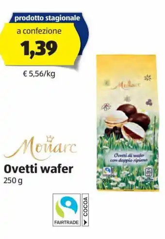 ALDI Monarc Ovetti wafer 250 g offerta