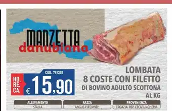 Adhoc Lombata 8 coste con filetto di bovino adulto scottona al kg offerta