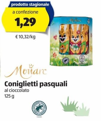 ALDI Monarc Coniglietti pasquali 125 g offerta